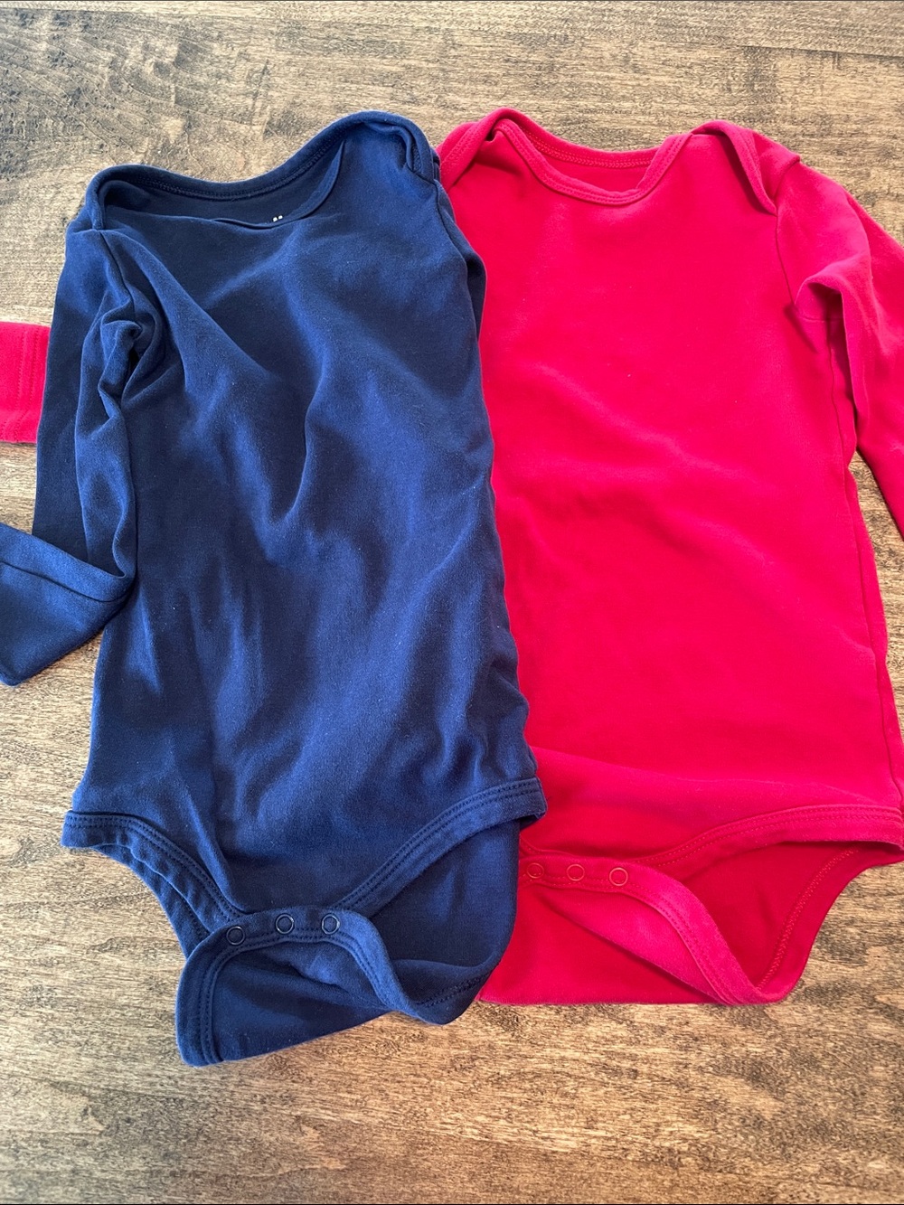 Primary Bright Red & Navy Baby Bodysuit Set